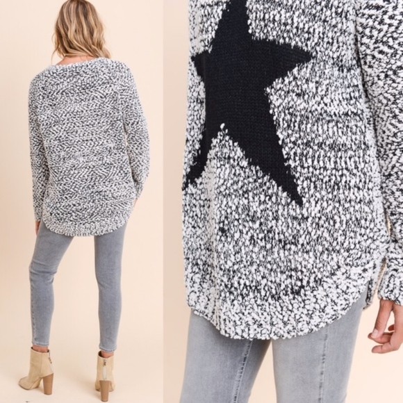 STAR LOVE Fuzzy Sweater - BLACK - Picture 3 of 3